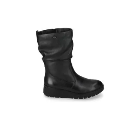 Stivale donna Valleverde 17253A-1 in nappa nera con zeppa, vista laterale
