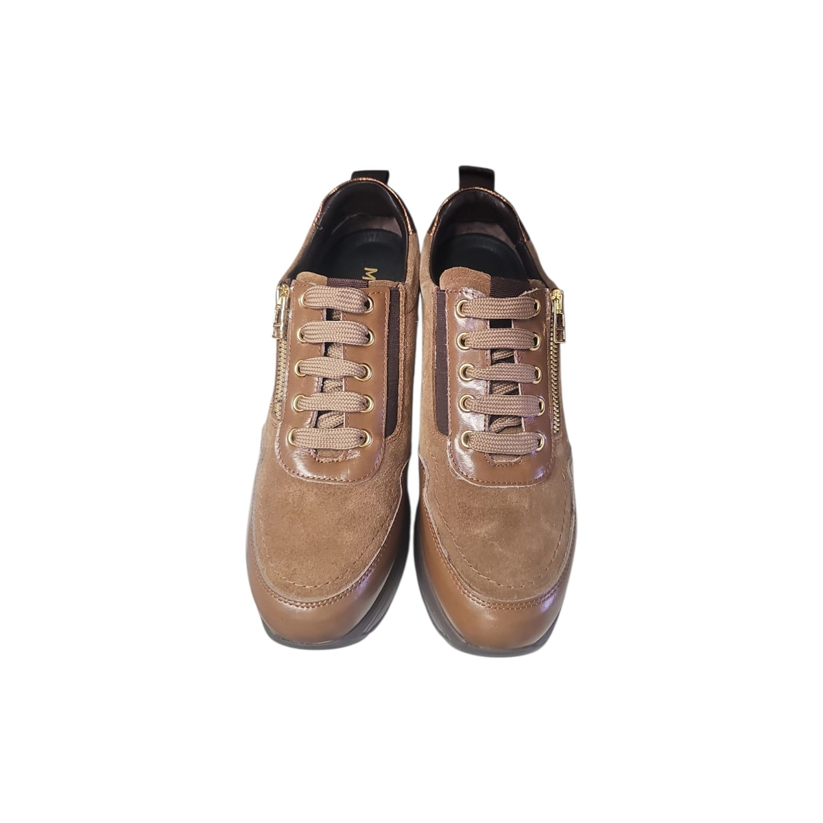 Melluso R25566 beige tortora, vista dall’alto con lacci e zip dorata