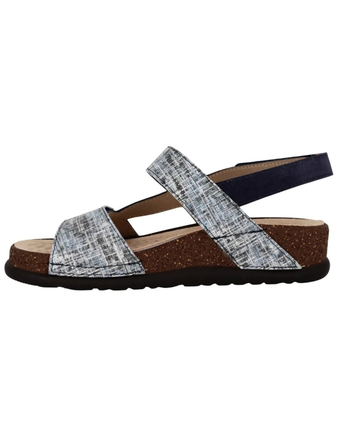 Sandalo Donna Sabatini in Pelle Tweed e Camoscio Blu – Doppia Fascia Regolabile