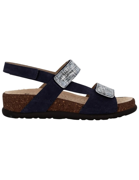 Sandalo Donna Sabatini in Pelle Tweed e Camoscio Blu – Doppia Fascia Regolabile