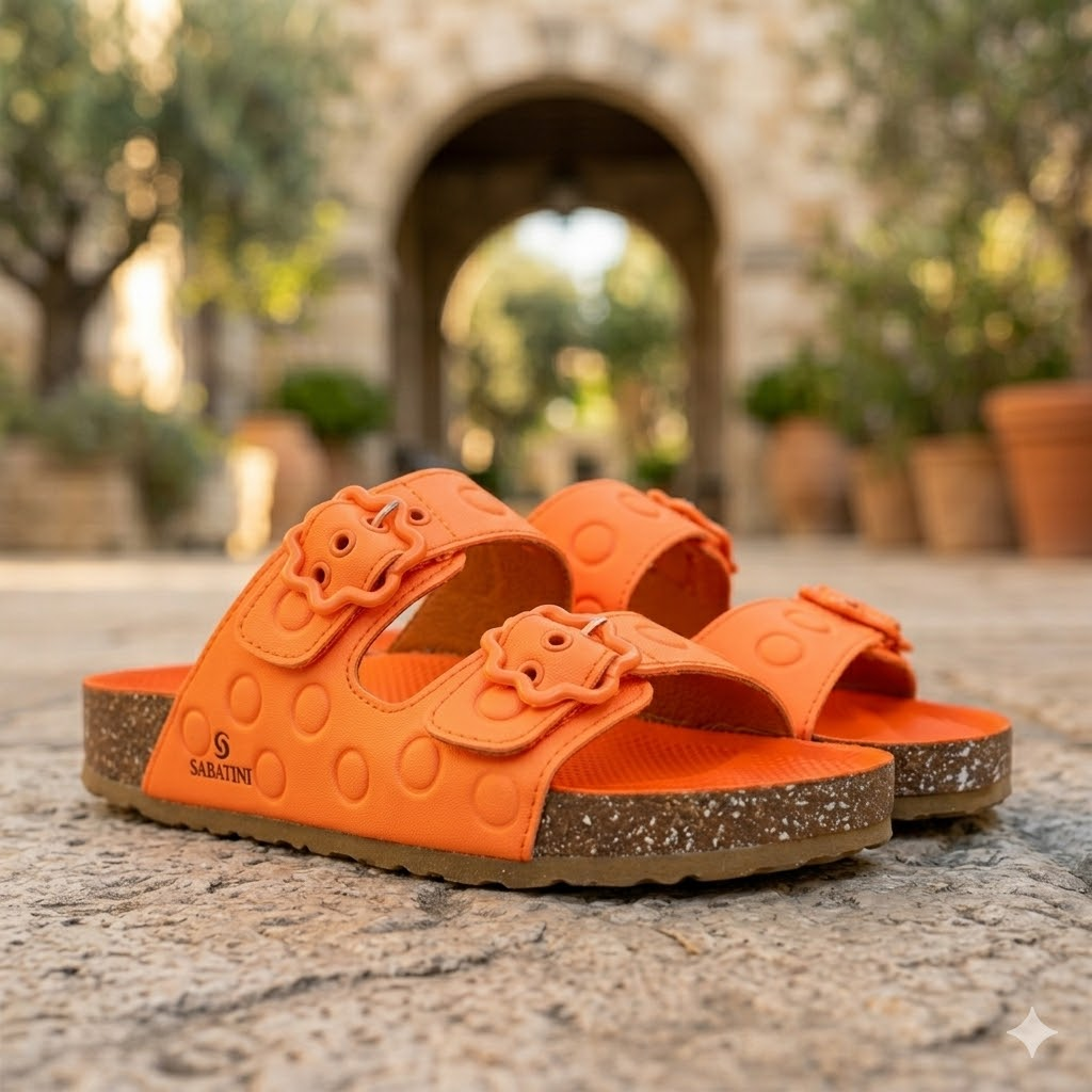 Ciabatte Sabatini donna arancio doppio velcro – Memory Foam