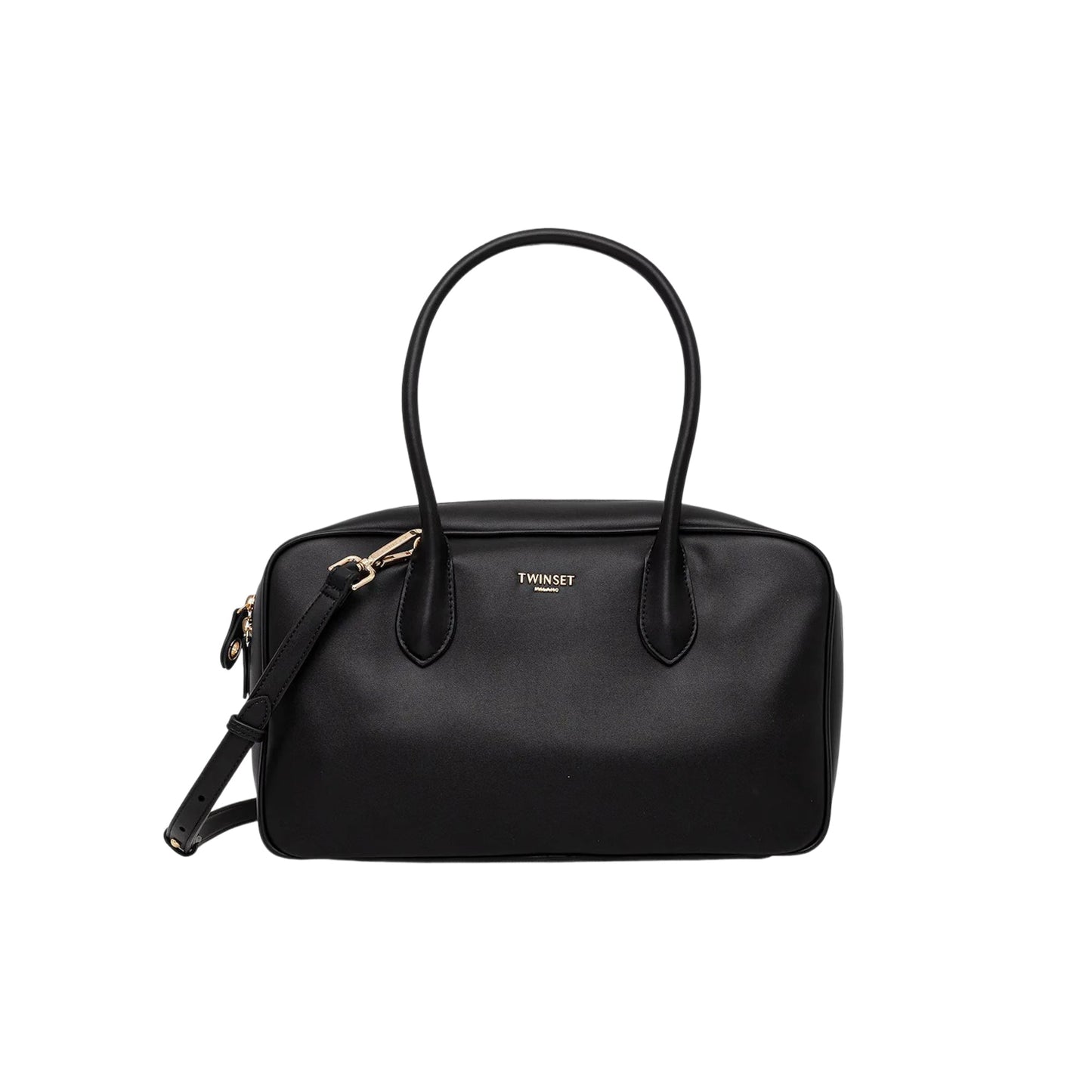 TWINSET Borsa Donna a Mano Bauletto Nero con Tracolla Regolabile