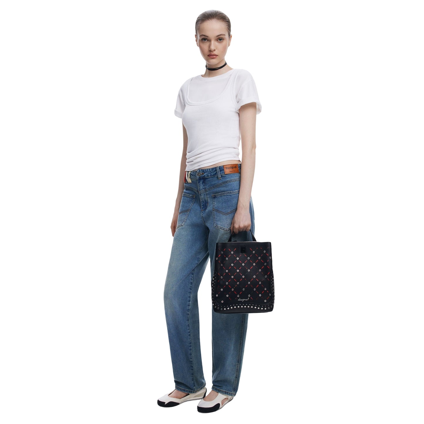 DESIGUAL Zaino Donna Yankee Sumy Mini con Borchie Nero
