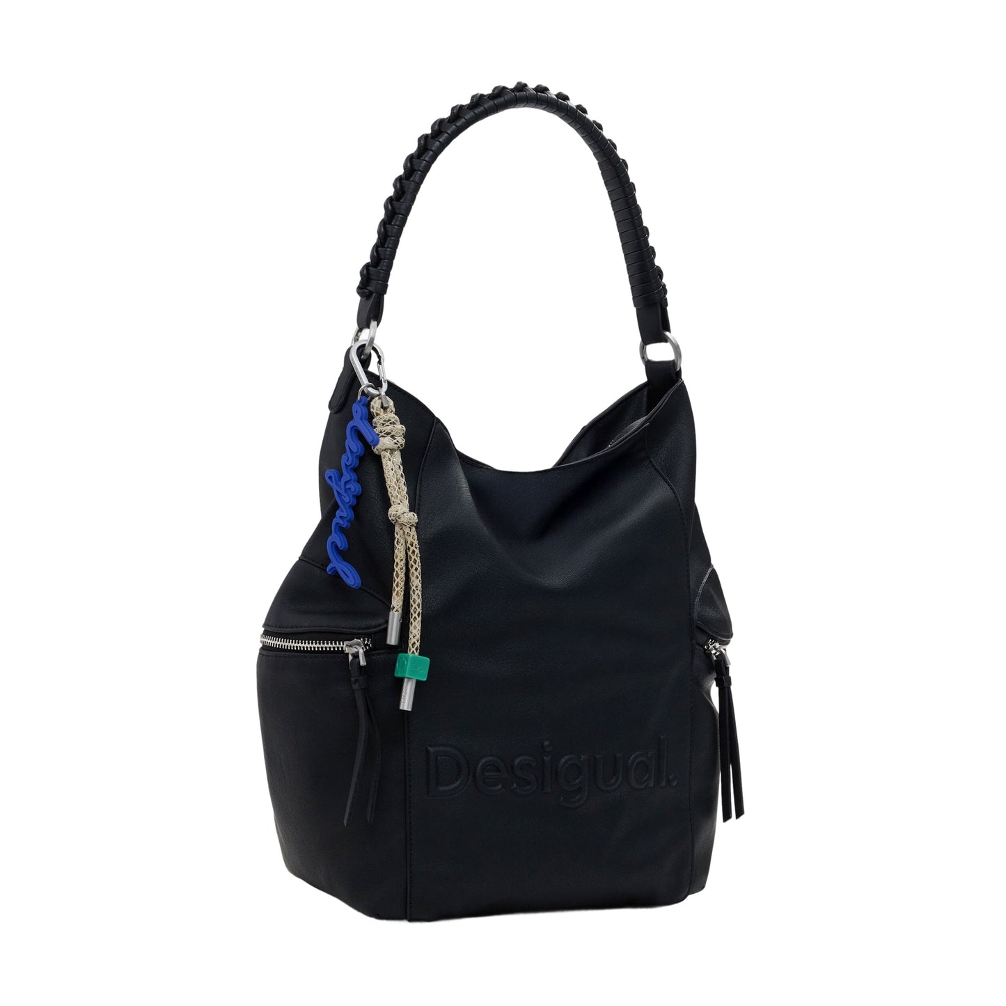 DESIGUAL Borsa Zaino Donna Half Logo Africa con Stampa in Rilievo Nero