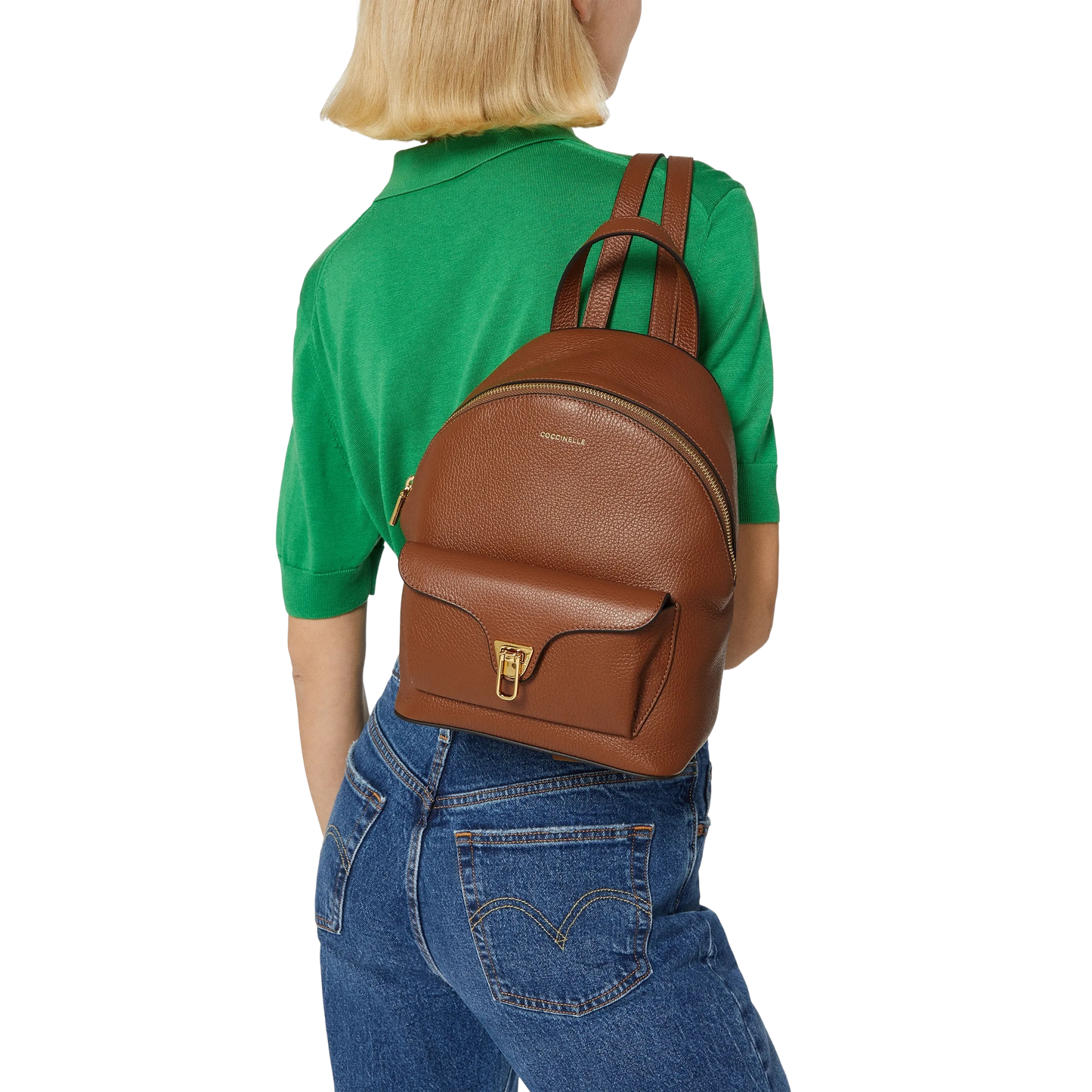 COCCINELLE Zaino Donna Marrone Beat Generation in Vera Pelle