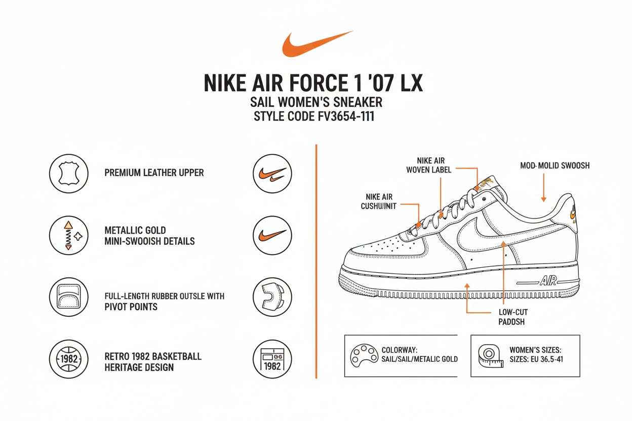 Nike Air Force 1 '07 LX Donna Sail Oro - FV3654-111