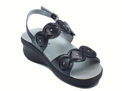 Melluso K95228Z Nero Sandali Confort per Donna in pelle con doppio stretch sottopiede estraibile
