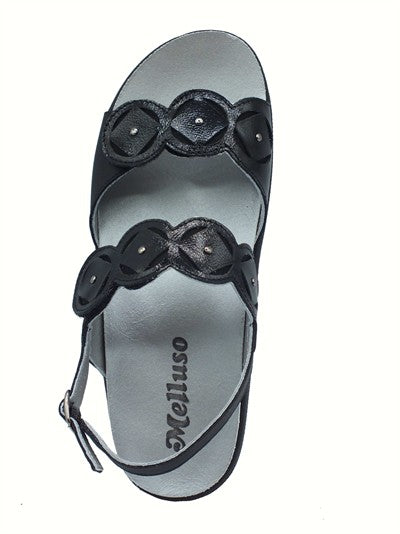 Melluso K95228Z Nero Sandali Confort per Donna in pelle con doppio stretch sottopiede estraibile