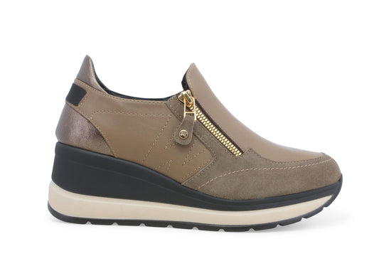 Melluso Sneakers donna in pelle e camoscio savana/ topo R25552Z