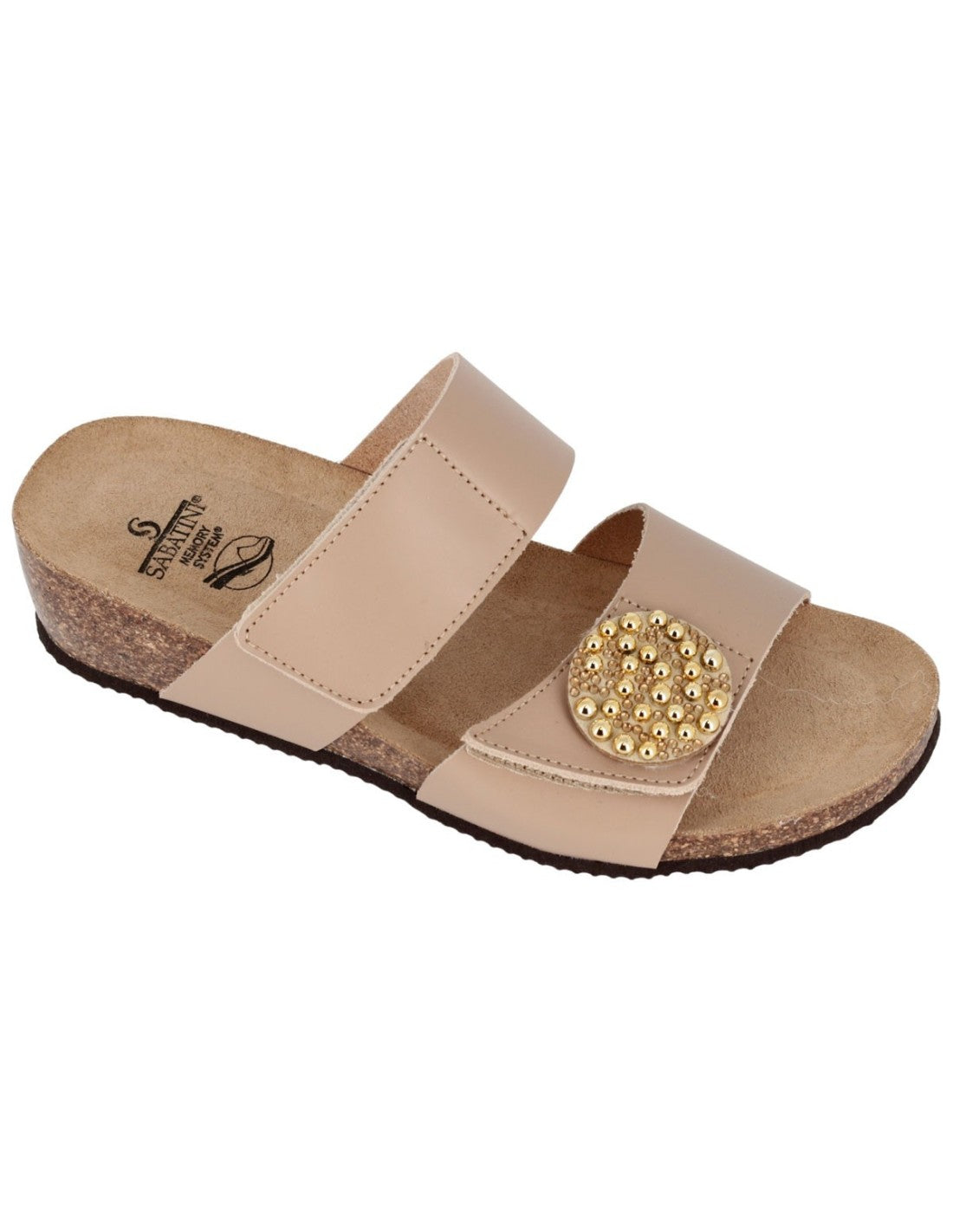 S6052 - Sandalo gioiello con suola memory - Nappa Beige