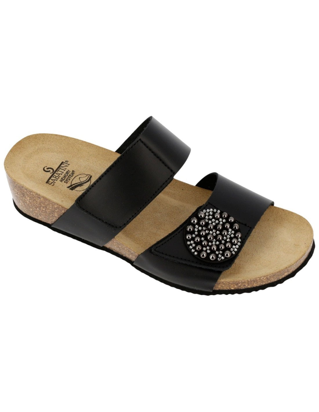 S6052 - Sandalo gioiello con suola memory - Nappa Nero